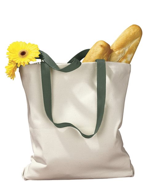 Canvas Tote with Contrast-Color Handles